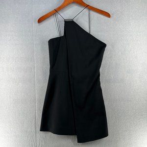 Milin Womens Asymmetric Dress 0 XS Back Mini Spaghetti Lined Cocktail Dress